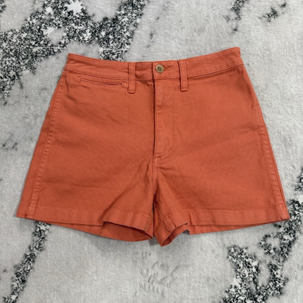 Madewell Womens Size 27 Orange Chino Shorts Stretch Cotton High Rise Casual